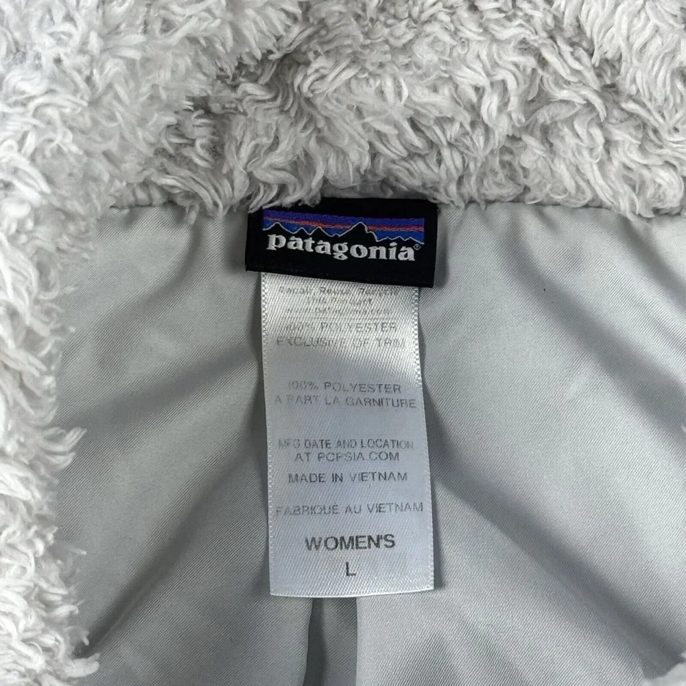 Patagonia Los Gatos Vest Womens L Gray Sherpa Zip Up Fuzzy Teddy Shaggy - Picture 4 of 6